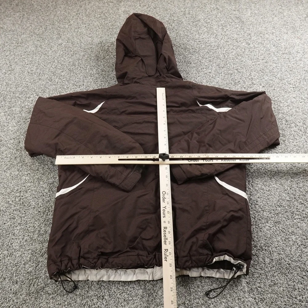 Columbia Jacket Womens L Brown Hood Waterproof Insulated Parka Full Zip Ski Coat